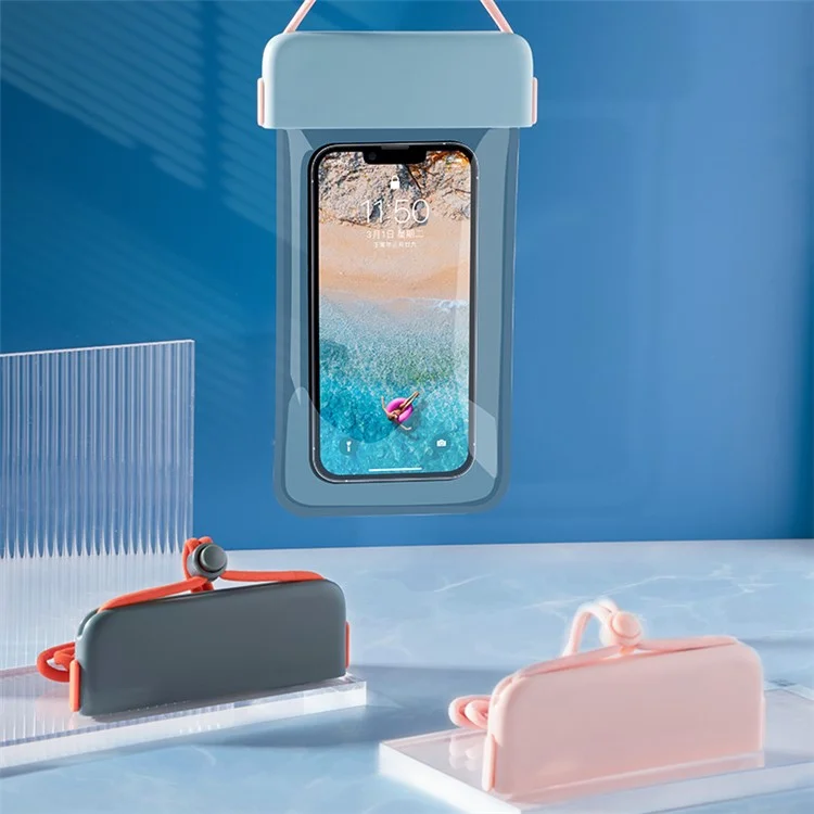 IPX8 wasserdichte Handyhülle Klares TPU-Handyhalter Beutel Touchscreen für Smartphones bis 7'' - Pink