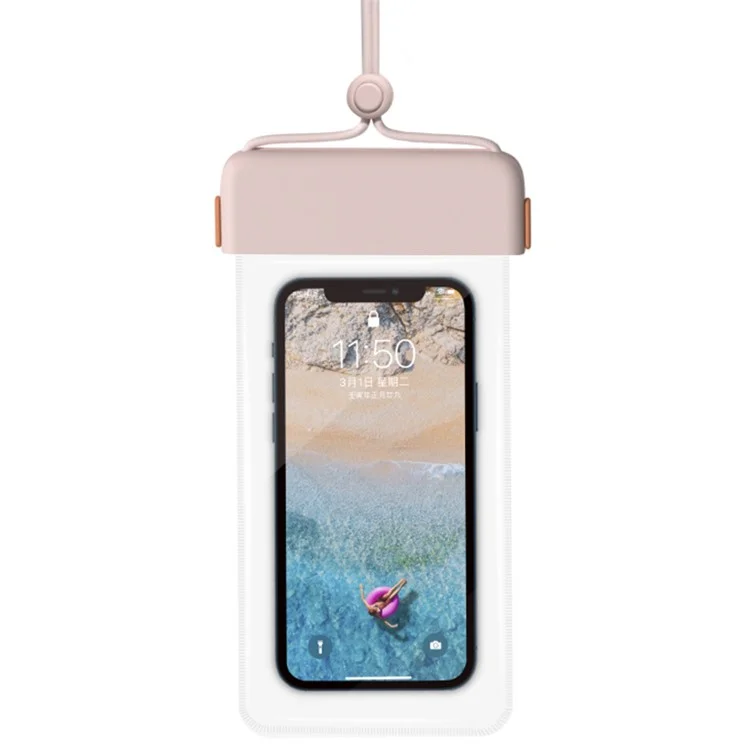 7 '' Universal IPX8 Wasserdichte Telefonhülle Clear TPU -handyhalter -beutel Bildschirm Berührbar - Rosa