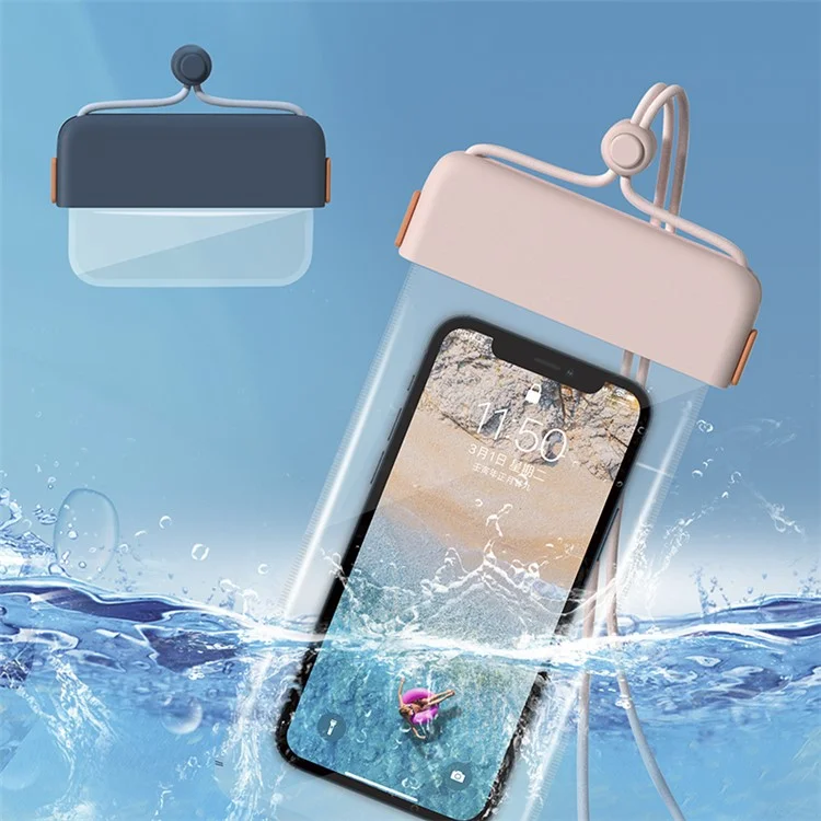 IPX8 Waterproof Phone Case Clear TPU Cellphone Holder Pouch Screen Touchable for Smartphones within 7'' - Pink