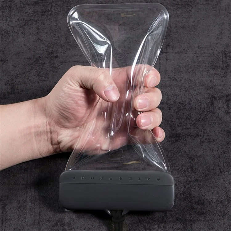 Schwimmende IPX8 wasserdichte Tasche für Mobiltelefone bis 7'' Klarer TPU-Handyhülle Bildschirmempfindlichkeit Trockene Tasche - Schwarz+Schwarz