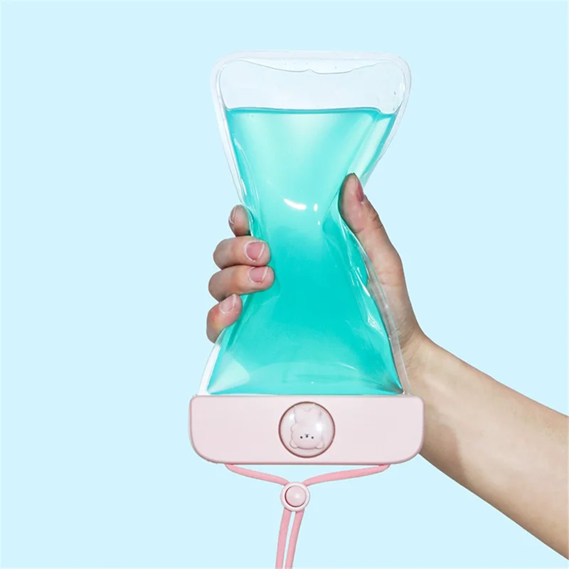 IPX8 Waterproof Phone Pouch for Phones within 7.2'' Cute Bear Transparent TPU Floating Phone Case Underwater Screen Touchable - Blue