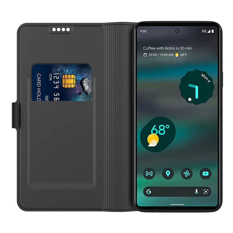 Per Google Pixel 8 Pro Card Holder Phone Case PU Leather + TPU Phone Stand Cover - Nero