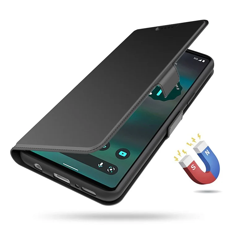 Per Google Pixel 8 Pro Card Holder Phone Case PU Leather + TPU Phone Stand Cover - Nero