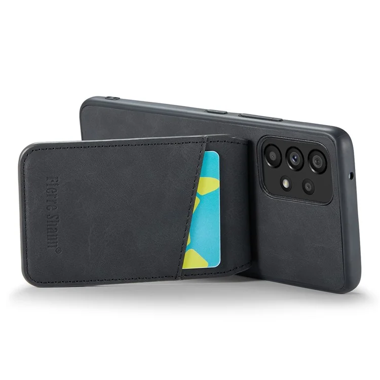 FIERRE SHANN Pour Samsung Galaxy A52 4G / 5G / A52s 5G Étui de protection en cuir PU + TPU avec support Bloc RFID Porte-cartes - Noir