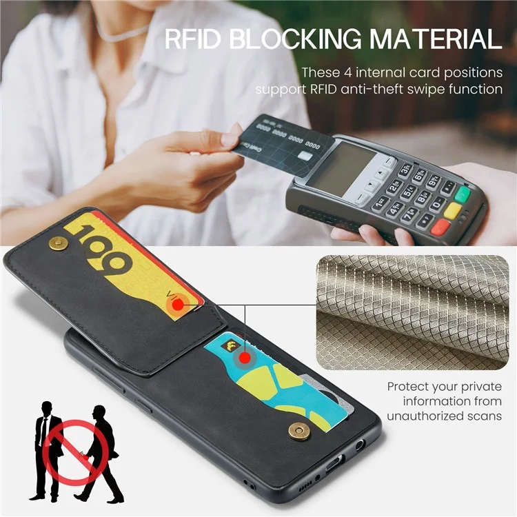 FIERRE SHANN Para Samsung Galaxy A71 5G SM-A716 Funda con Soporte PU Cuero+TPU Carcasa con Ranuras para Tarjetas - Negro