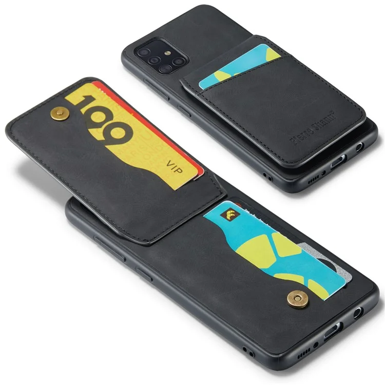 FIERRE SHANN Para Samsung Galaxy A71 5G SM-A716 Funda con Soporte PU Cuero+TPU Carcasa con Ranuras para Tarjetas - Negro
