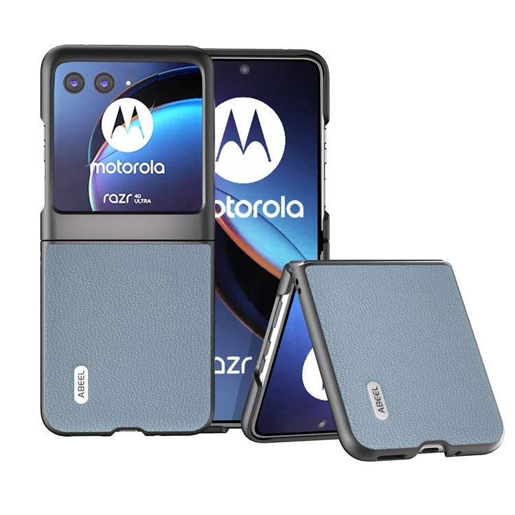 ABEEL para Motorola Razr 40 Ultra 5G Funda de Teléfono de Piel de Vaca + PC - Matte Edges Phone Cover - Azul Bebé