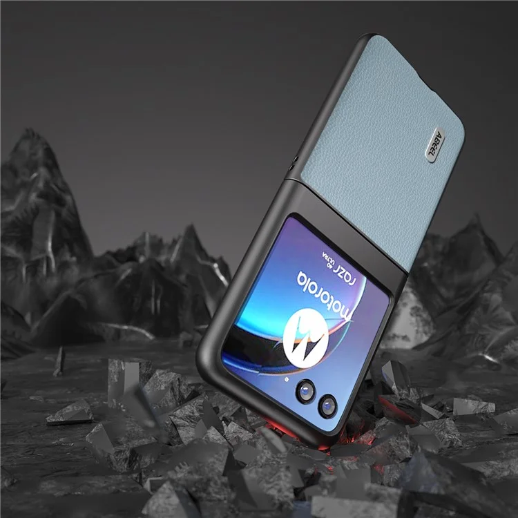 ABEEL para Motorola Razr 40 Ultra 5G Funda de Teléfono de Piel de Vaca + PC - Matte Edges Phone Cover - Azul Bebé