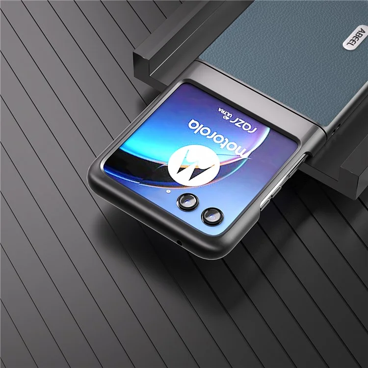 ABEEL para Motorola Razr 40 Ultra 5G Funda de Teléfono de Piel de Vaca + PC - Matte Edges Phone Cover - Azul Bebé