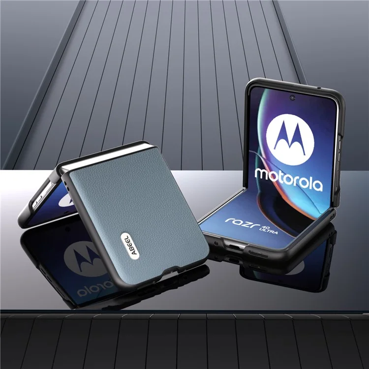 ABEEL para Motorola Razr 40 Ultra 5G Funda de Teléfono de Piel de Vaca + PC - Matte Edges Phone Cover - Azul Bebé