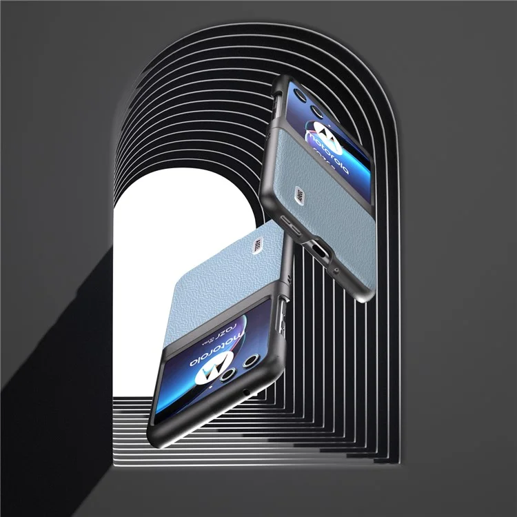 ABEEL para Motorola Razr 40 Ultra 5G Funda de Teléfono de Piel de Vaca + PC - Matte Edges Phone Cover - Azul Bebé