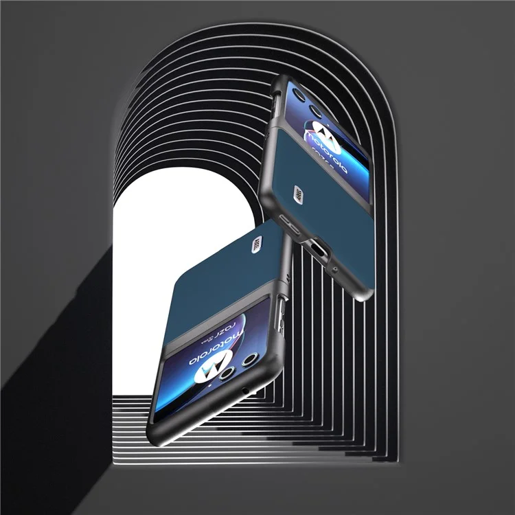 ABEEL Pour Motorola Razr 40 Ultra 5G Étui de téléphone antichute en cuir de vache enduit de PC - Bleu