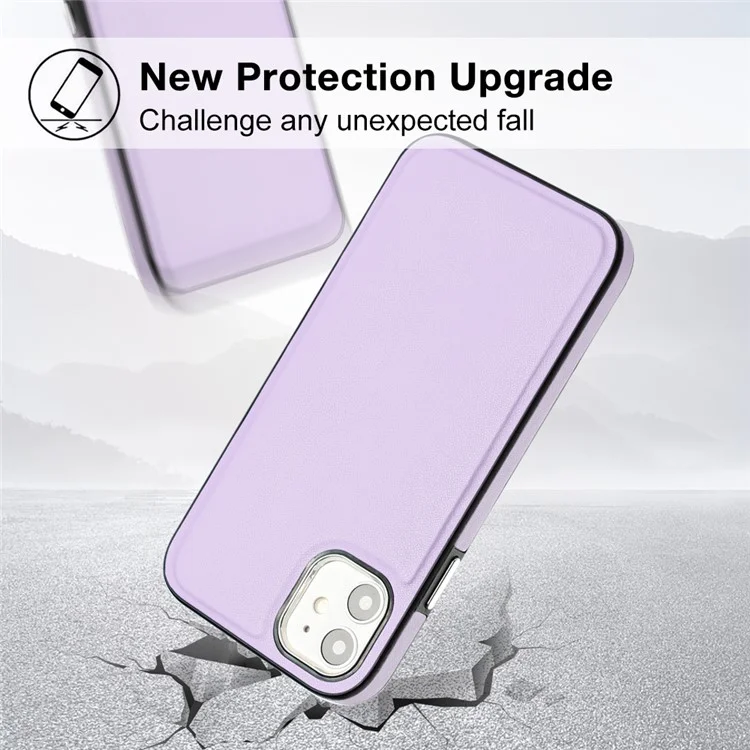 YB Leather Coating Series-6 For iPhone 11 Back Shell Cell Phone Guard Cover PU Leather+TPU Case - Purple