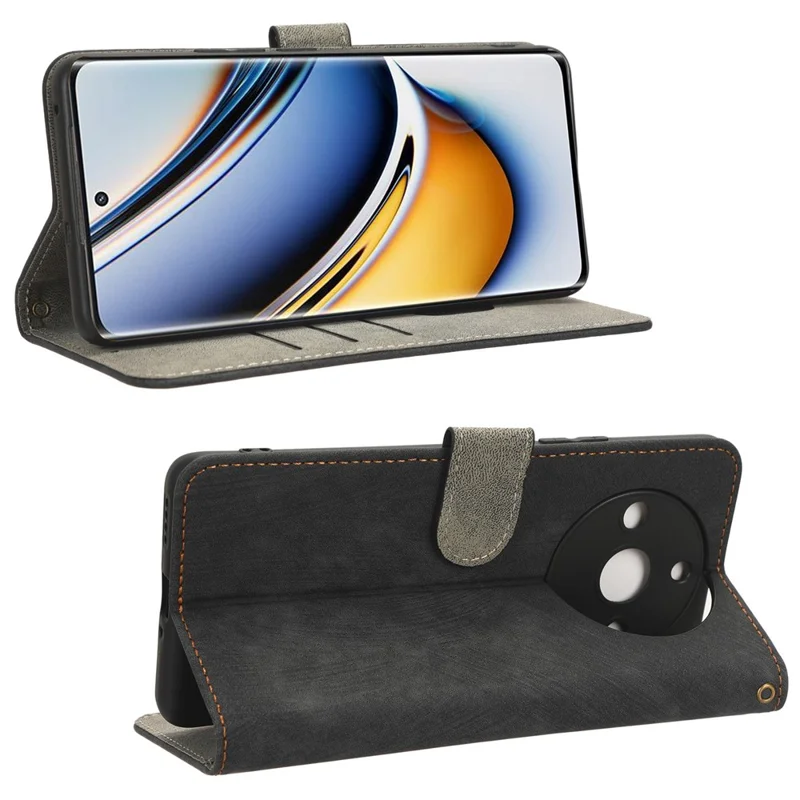 For Realme 11 Pro 5G / 11 Pro+ 5G Phone Cover RFID Blocking Wallet Leather Case with Foldable Stand - Black