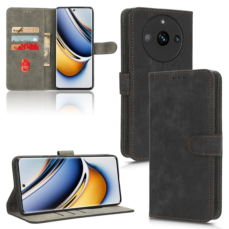For Realme 11 Pro 5G / 11 Pro+ 5G Phone Cover RFID Blocking Wallet Leather Case with Foldable Stand - Black