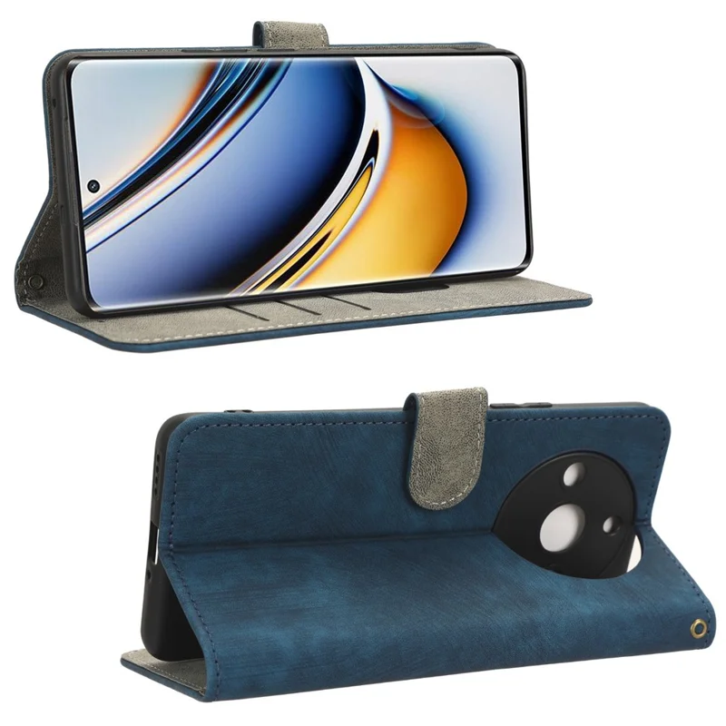 For Realme 11 Pro 5G / 11 Pro+ 5G Phone Cover RFID Blocking Wallet Leather Case with Foldable Stand - Blue