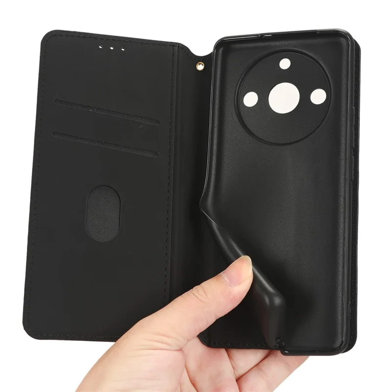 Rhombus Imprinted Shell for Realme 11 Pro 5G / 11 Pro+ 5G PU Leather Phone Cover Stand Case - Black