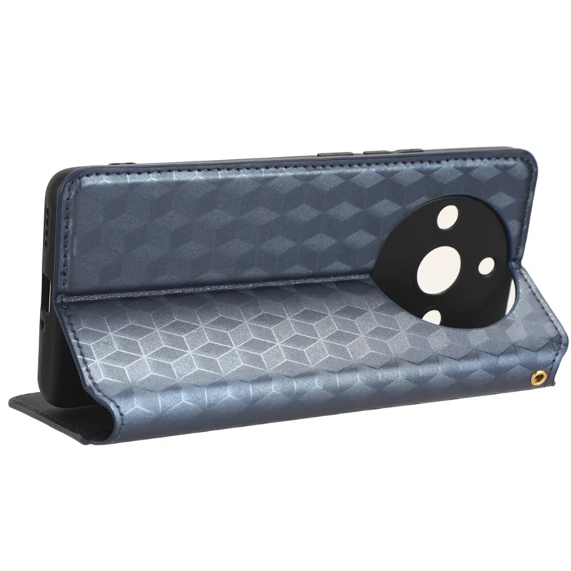 Rhombus Imprinted Shell for Realme 11 Pro 5G / 11 Pro+ 5G PU Leather Phone Cover Stand Case - Blue