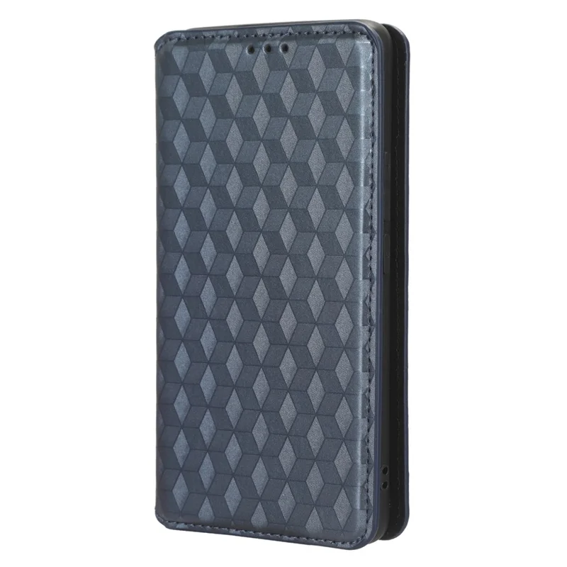 Rhombus Imprinted Shell for Realme 11 Pro 5G / 11 Pro+ 5G PU Leather Phone Cover Stand Case - Blue