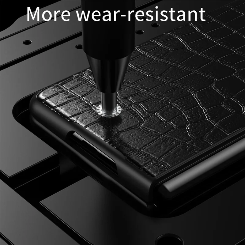 Pour Samsung Galaxy Z Fold5 5G Crocodile Texture Folding Phone Case PU Leather Coated PC Cover - Noir