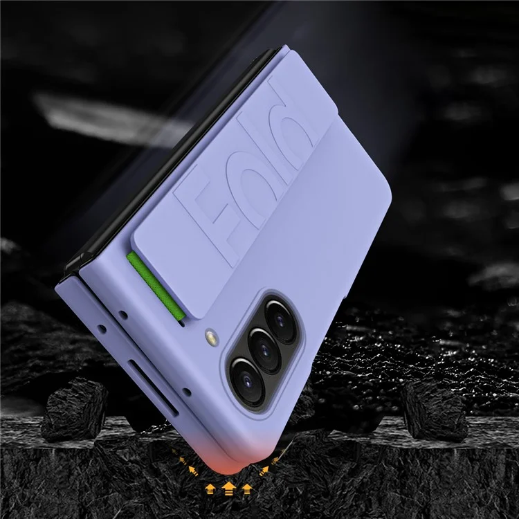 Etui pour téléphone portable avec sangle de poignet pour Samsung Galaxy Z Fold5 5G, coque de protection en PC avec revêtement antiraye - Violet