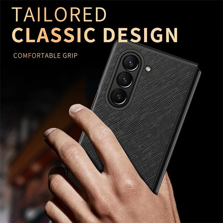 Para el Samsung Galaxy Z Fold5 5G Cross Texture Folding Phone Case Rubberized PU Leather + Hard PC Phone Cover - Green