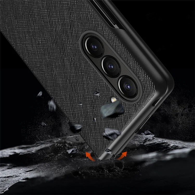 Para el Samsung Galaxy Z Fold5 5G Cross Texture Folding Phone Case Rubberized PU Leather + Hard PC Phone Cover - Green