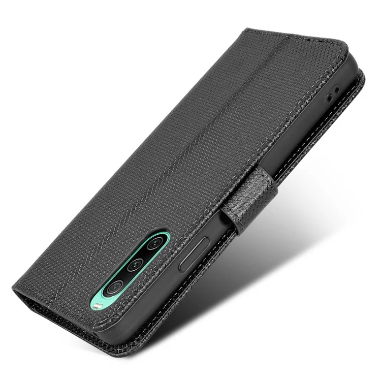For Sony Xperia 10 V Stand Wallet Phone Case Diamond Texture PU Leather + TPU Phone Cover - Black