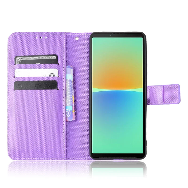 For Sony Xperia 10 V Stand Wallet Phone Case Diamond Texture PU Leather + TPU Phone Cover - Purple