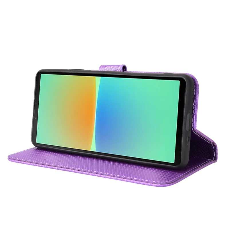 For Sony Xperia 10 V Stand Wallet Phone Case Diamond Texture PU Leather + TPU Phone Cover - Purple