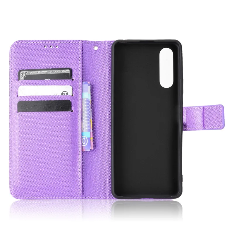 For Sony Xperia 10 V Stand Wallet Phone Case Diamond Texture PU Leather + TPU Phone Cover - Purple