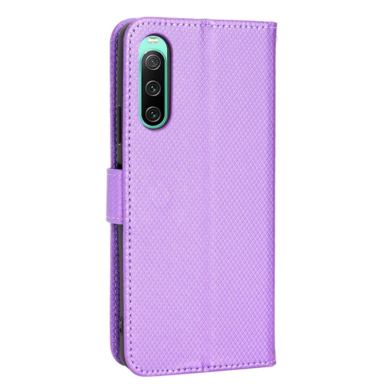 For Sony Xperia 10 V Stand Wallet Phone Case Diamond Texture PU Leather + TPU Phone Cover - Purple