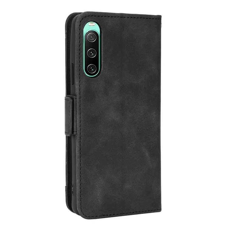 Чехол из искусственной кожи с несколькими слотами для карт для Sony Xperia 10 V, защитный чехол-кошелёк с подставкой - чёрный