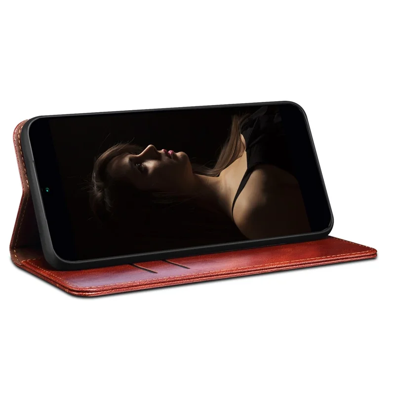 For Honor 90 Wallet Case PU Leather Waxy Crazy Horse Texture Stand Phone Cover - Brown