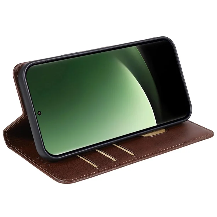 Для Xiaomi 13 Ultra Impact-Resistant PU Leather Stand Case Wallet Calf Texture Cell Phone Cover - Brown