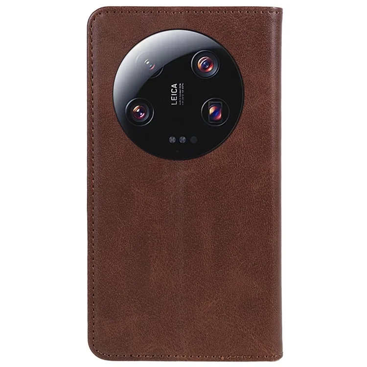 Для Xiaomi 13 Ultra Impact-Resistant PU Leather Stand Case Wallet Calf Texture Cell Phone Cover - Brown