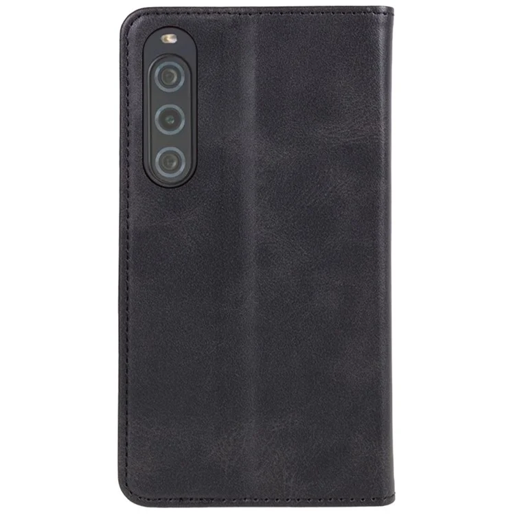Custodia in pelle PU anti-graffio per Sony Xperia 10 V, custodia antiscivolo per telefono con texture in vitello - Nero