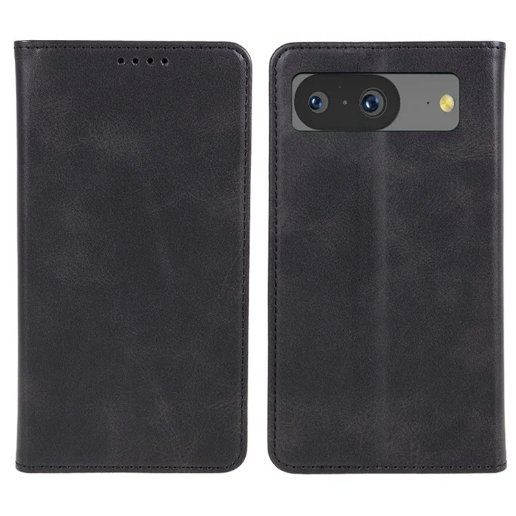 Для чехла Google Pixel 8 Anti-drop Anti-Scratch PU Leather Stand Calf Texture Case Wallet - Черный