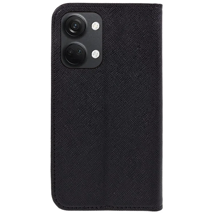 Для OnePlus Ace 2V / Nord 3 5G Cross Texture Stand PU Leather Cover Anti-Scratch Phone Case Wallet - Черный