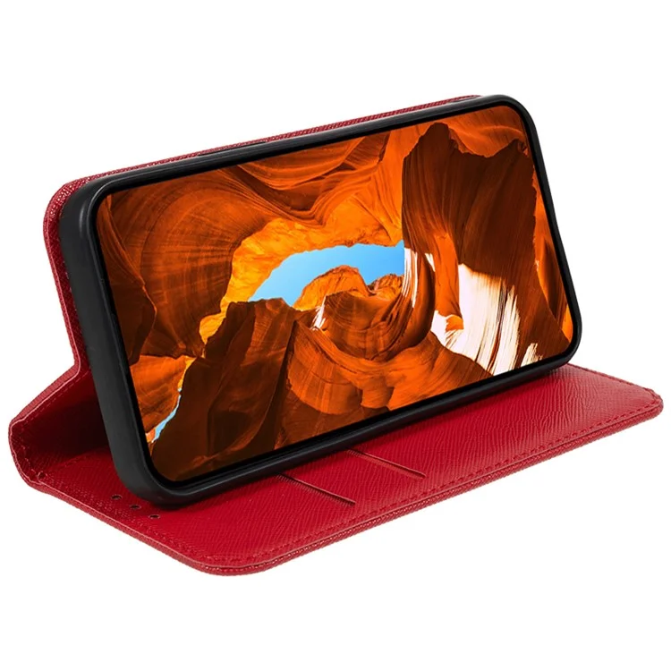 Para OnePlus Ace 2V / Nord 3 5G Textura cruzada Soporte Funda de cuero PU Antirayado Funda de teléfono tipo cartera - Rojo