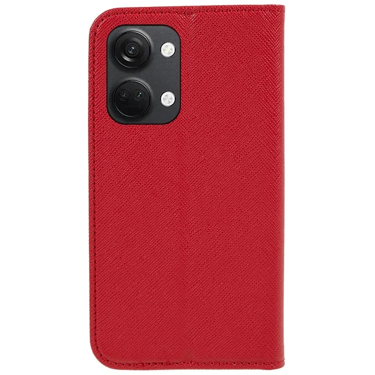 Para OnePlus Ace 2V / Nord 3 5G Textura cruzada Soporte Funda de cuero PU Antirayado Funda de teléfono tipo cartera - Rojo