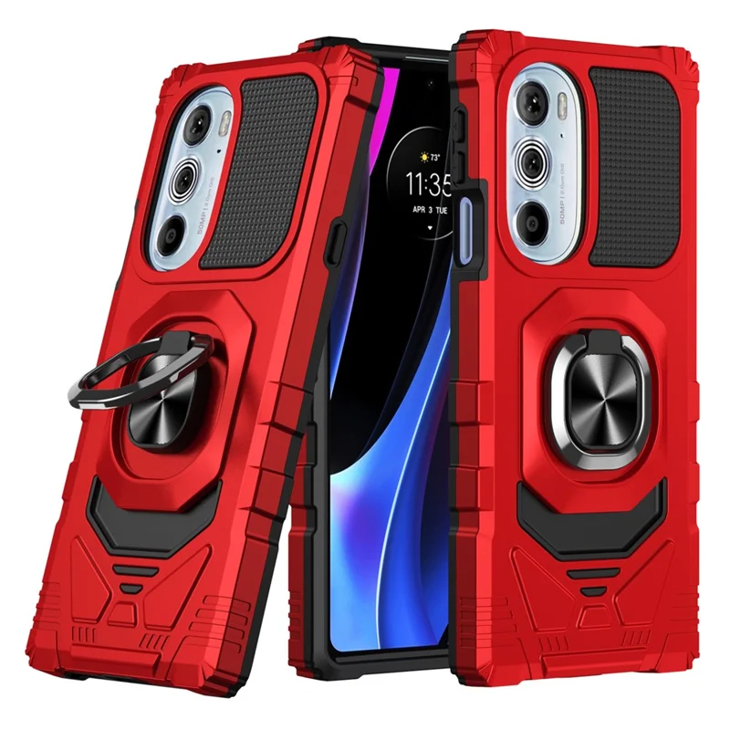 Bulk Purchasing For Motorola Edge X30 PC+TPU Protective Phone Case Ring Kickstand Back Cover - Red