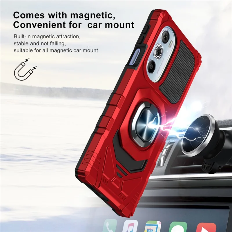 Bulk Purchasing For Motorola Edge X30 PC+TPU Protective Phone Case Ring Kickstand Back Cover - Red