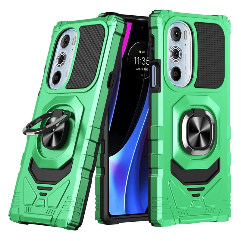 Bulk Purchasing For Motorola Edge X30 PC+TPU Protective Phone Case Ring Kickstand Back Cover - Green
