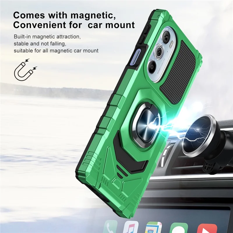Bulk Purchasing For Motorola Edge X30 PC+TPU Protective Phone Case Ring Kickstand Back Cover - Green