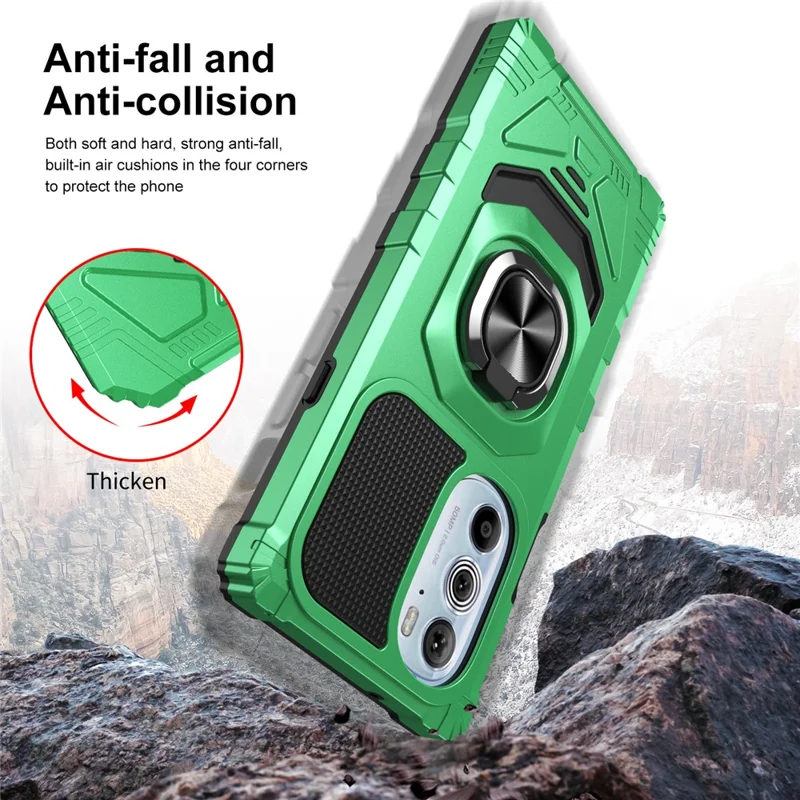 Bulk Purchasing For Motorola Edge X30 PC+TPU Protective Phone Case Ring Kickstand Back Cover - Green