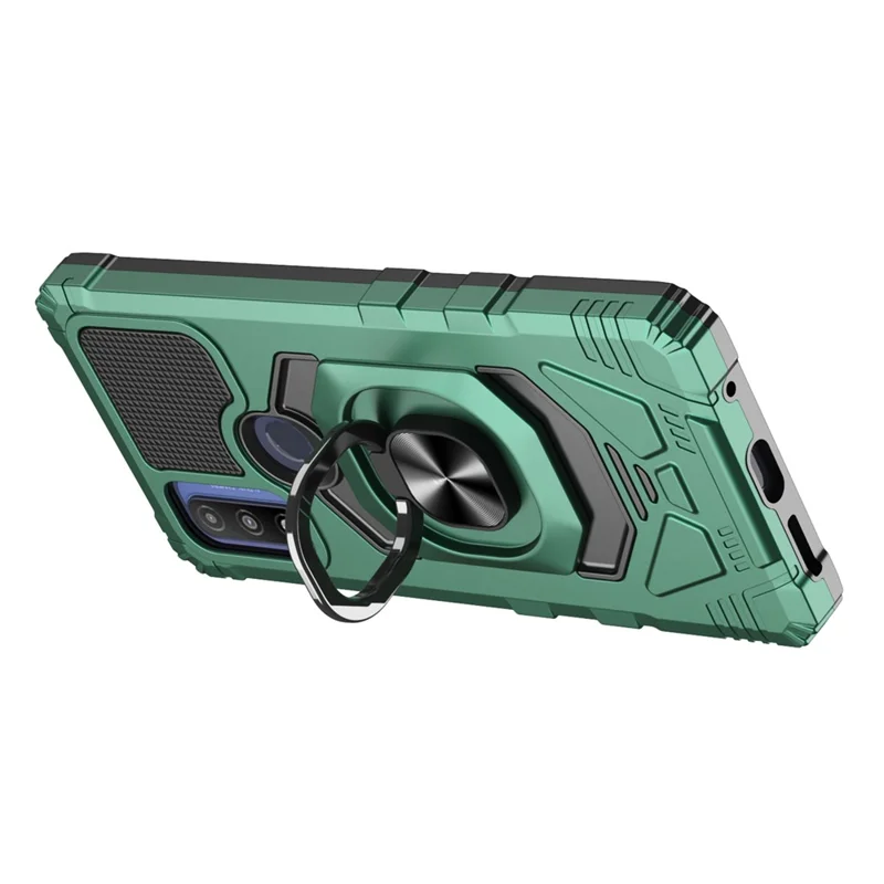 Bulk Purchasing For Motorola G Pure / Moto G Power (2022) Drop-Proof Phone Case Metal Ring Kickstand PC+TPU Back Cover - Midnight Green