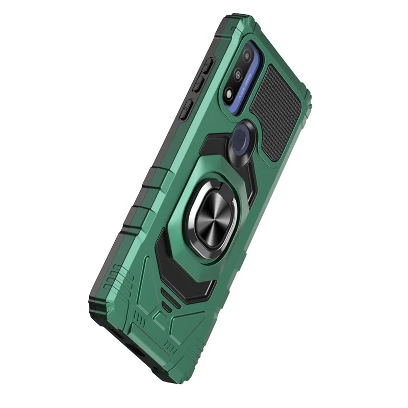 Bulk Purchasing For Motorola G Pure / Moto G Power (2022) Drop-Proof Phone Case Metal Ring Kickstand PC+TPU Back Cover - Midnight Green