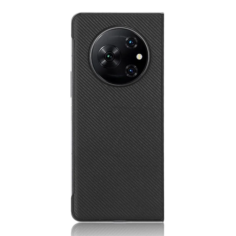 Для TECNO Phantom V Fold Carbon Fiber Texture Case PU Leather Coated PC Shockproof Phone Cover - Черный