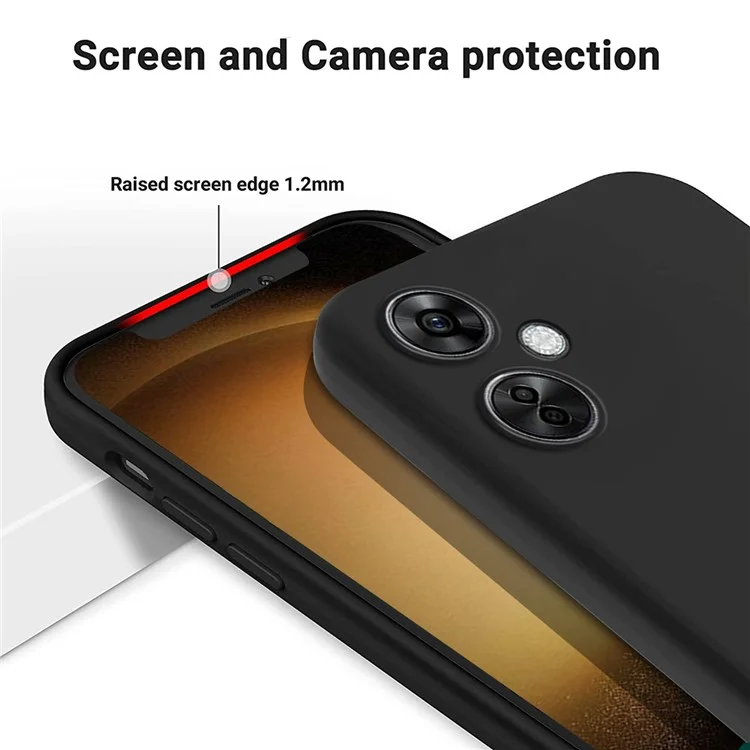 For Oppo K11x 5G Liquid Silicone Anti-drop Phone Case Soft Lining Back Cover with Strap - Black